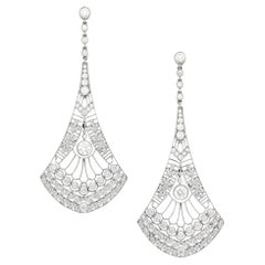 Tiffany & Co. Platinum Diamond Archival Fan Drop Earrings