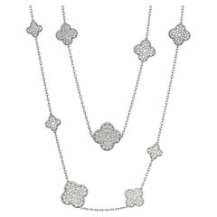 Van Cleef & Arpels 18k White Gold Diamond Magic Alhambra Long Necklace