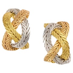 Buccellati 18k Tricolored Gold Woven Wheat Earrings