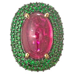 Veschetti Pink Tourmaline Tsavorite Diamond Cocktail Ring