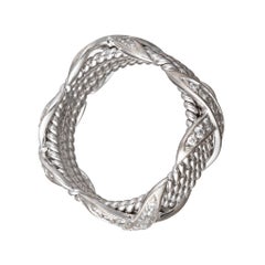 Tiffany Schlumberger 18k White Gold Diamond Four-Row Rope 'X' Ring