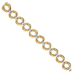 Vintage 18k Yellow Gold Diamond Circular Link Bracelet
