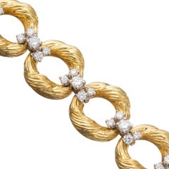 Vintage 18k Yellow Gold Diamond Circular Link Bracelet
