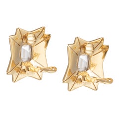 Verdura White Topaz Black Enamel Maltese Cross Earrings