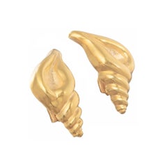 Ilias Lalaounis 18k Yellow Gold Large Shell Clip Earrings
