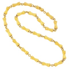 Tiffany Vintage 18k Yellow Gold Bamboo Link Long Necklace