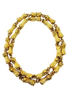 Tiffany Vintage 18k Yellow Gold Bamboo Link Long Necklace