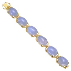 Bracelet Verdura en or jaune 18 carats avec des galets de calcédoine bleue