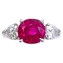 3.76ct No-Heat Burmese Ruby Diamond Ring