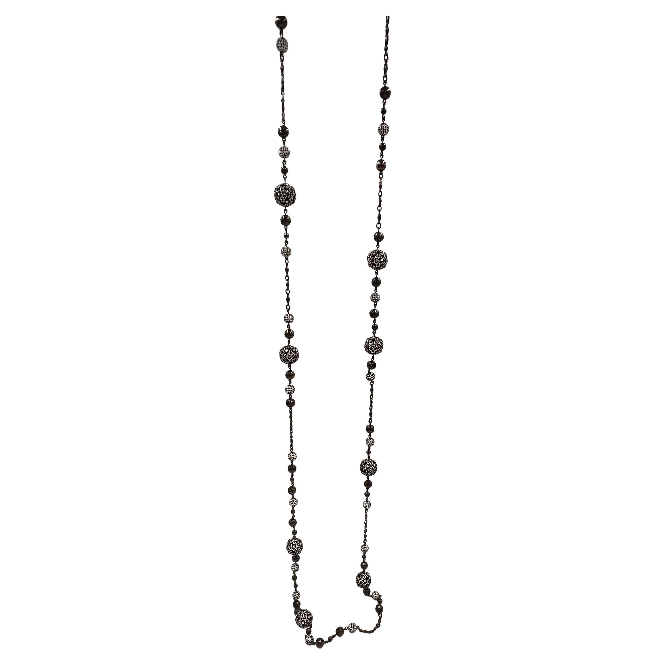Jacob & Co. 18k Black Gold Diamond Lace Long Necklace For Sale