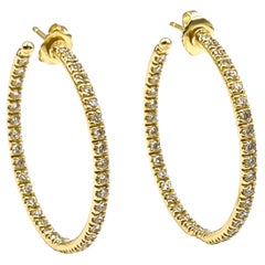 1.85ct Diamond 18kt Yellow Gold Hoop Earrings