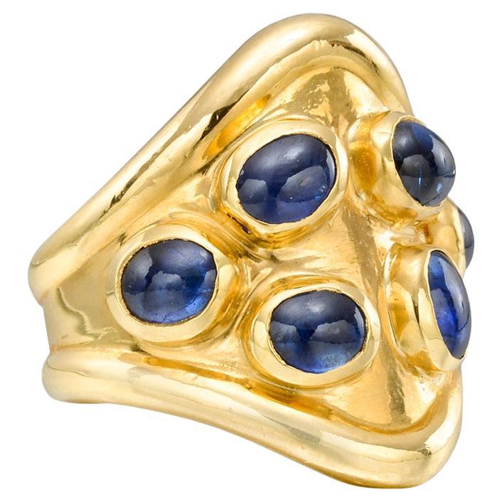 Peggy Guinness 22k Yellow Gold Sapphire Saddle Ring