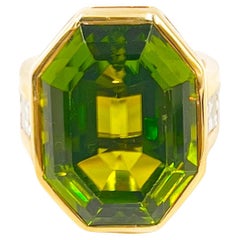 35ct Peridot Diamond Cocktail Ring