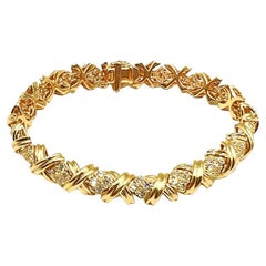 Tiffany 18k Gold Diamond Signature X Link Bracelet