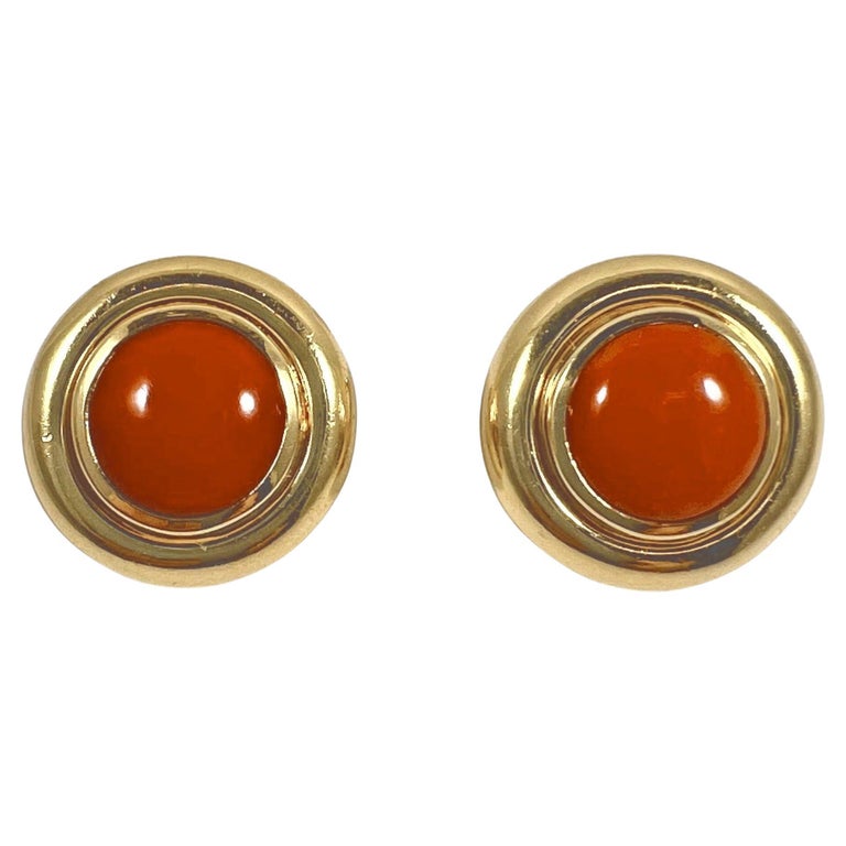 Tiffany & Co Paloma Picasso Coral Gold Earrings For Sale