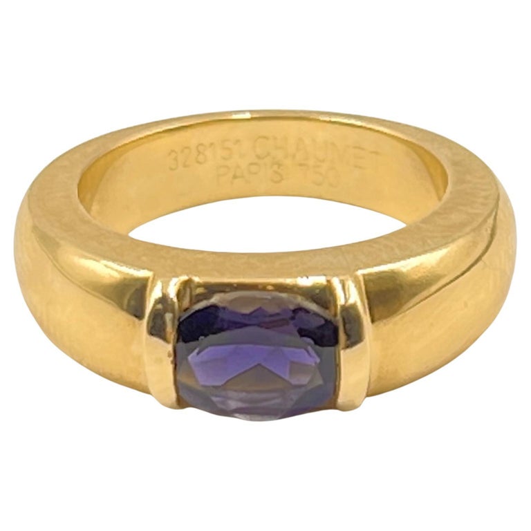 Chaumet Paris 18k Yellow Gold Iolite Band Ring For Sale