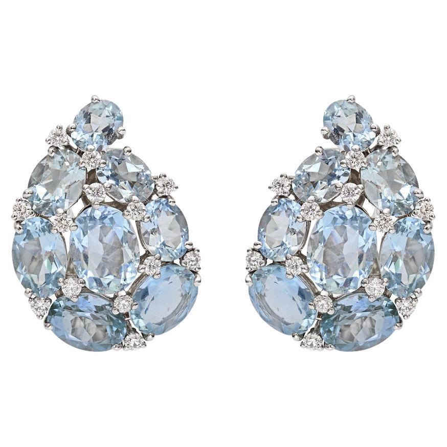 Verdura Aquamarine Diamond Paisley Earrings