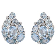 Verdura Aquamarine Diamond Paisley Earrings
