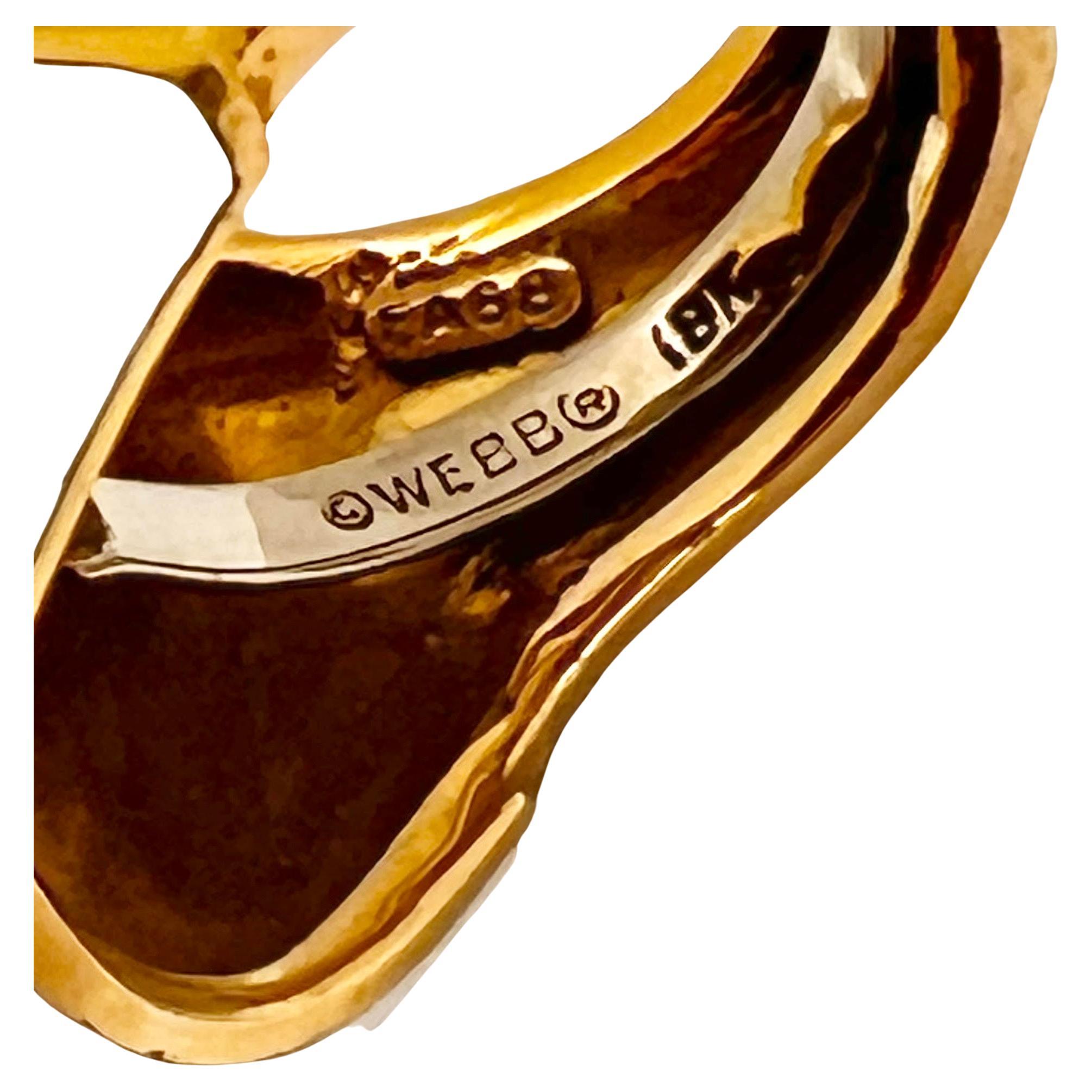 David Webb 18k Yellow Gold White Enamel Buckle Ring For Sale 1