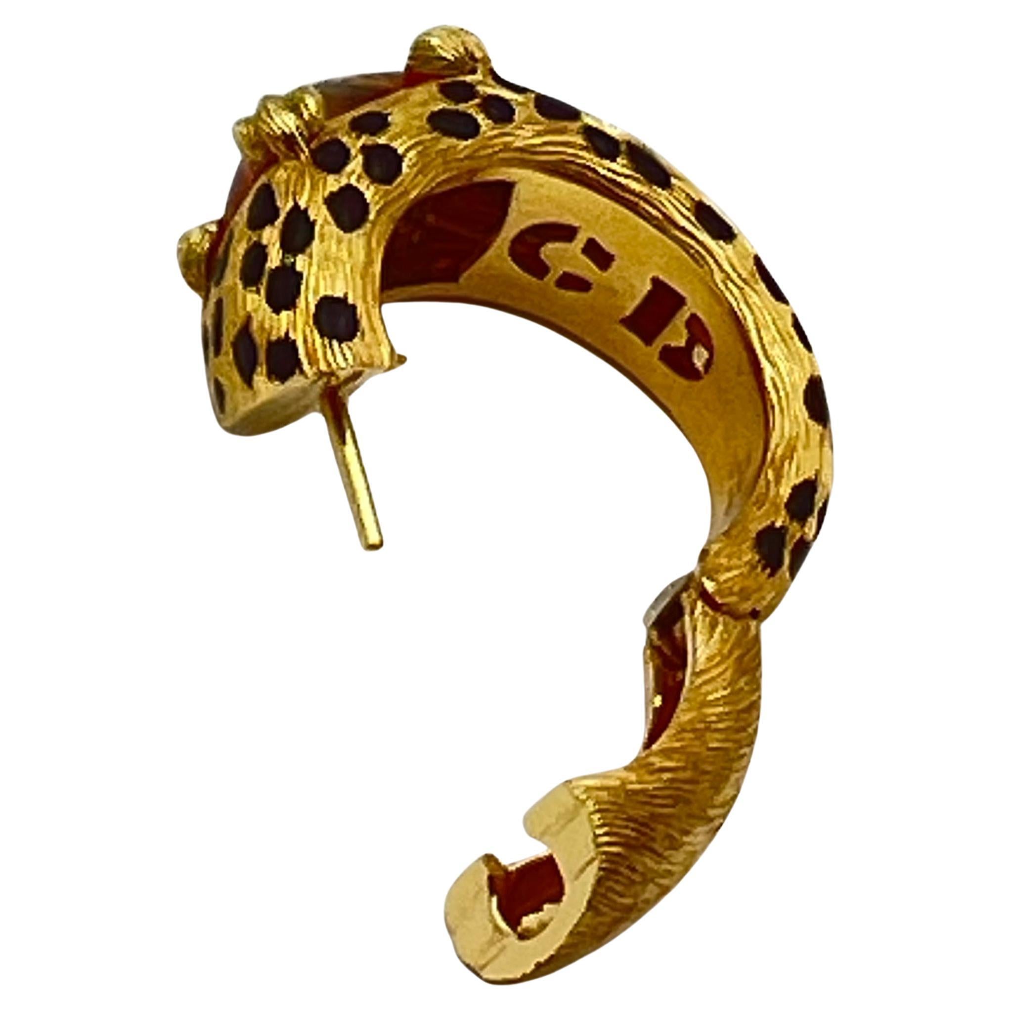 Moderne Christian Dior Boucles d'oreilles en or jaune 18 carats avec taches de léopard et citrine en vente