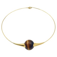 Tiffany Elsa Peretti 18k Gold Tiger Eye Collar, Circa 1970s