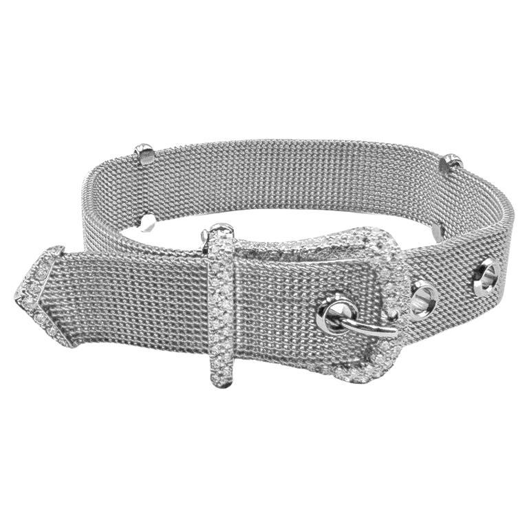 Tiffany Platinum Mesh Diamond Buckle Bracelet