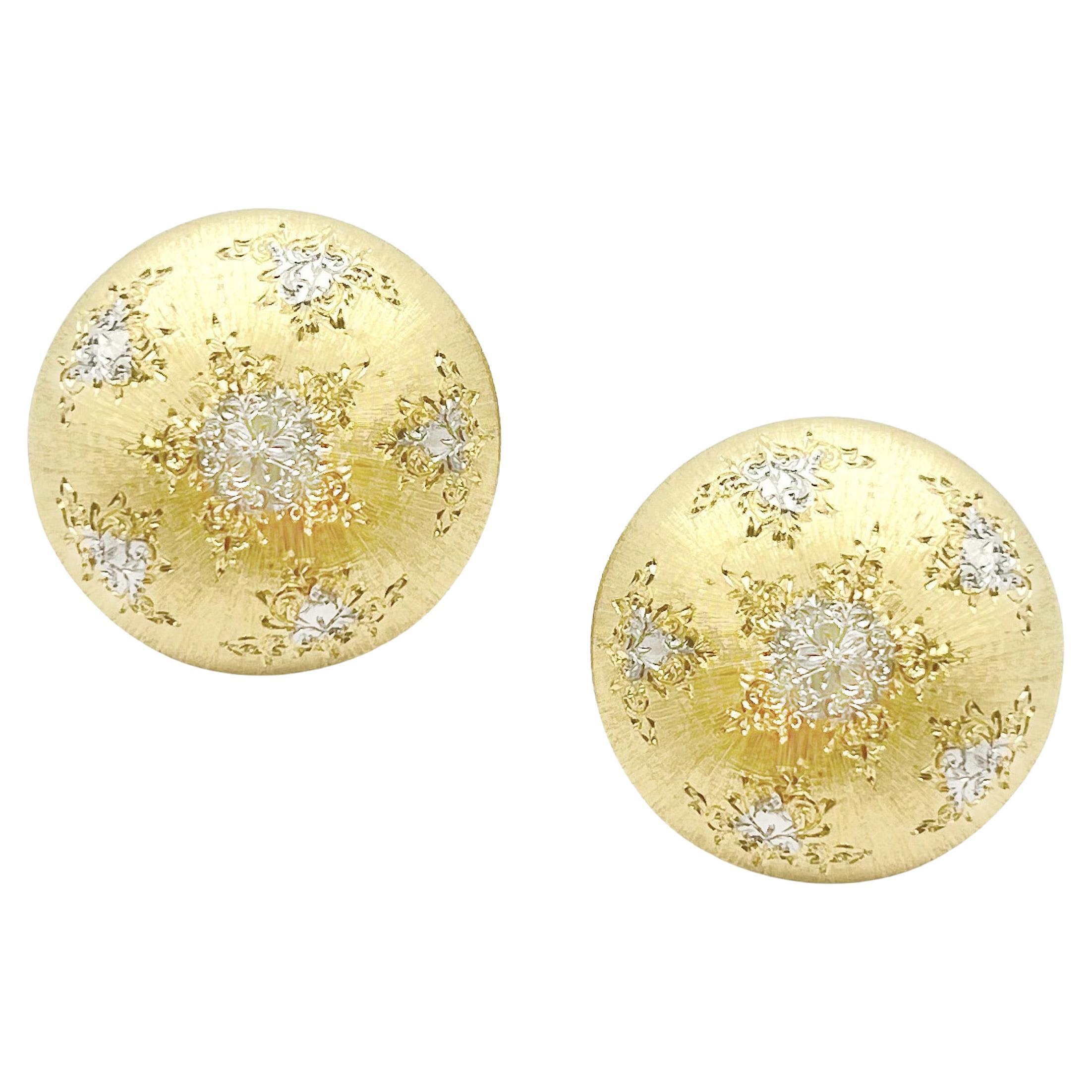 Buccellati 18k Gold Geminato Button Earrings For Sale