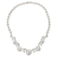 Retro French 1950s Mixed-Cut Diamond Collar Necklace