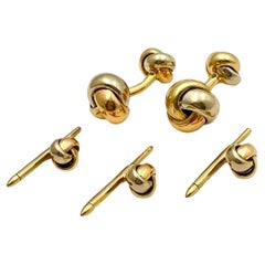 Cartier 18k Tricolored Gold Knot Manschettenknöpfe Hemdstecker Set