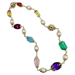 Seaman Schepps 18k Gold Multi-Gemstone Baroque Bead Necklace