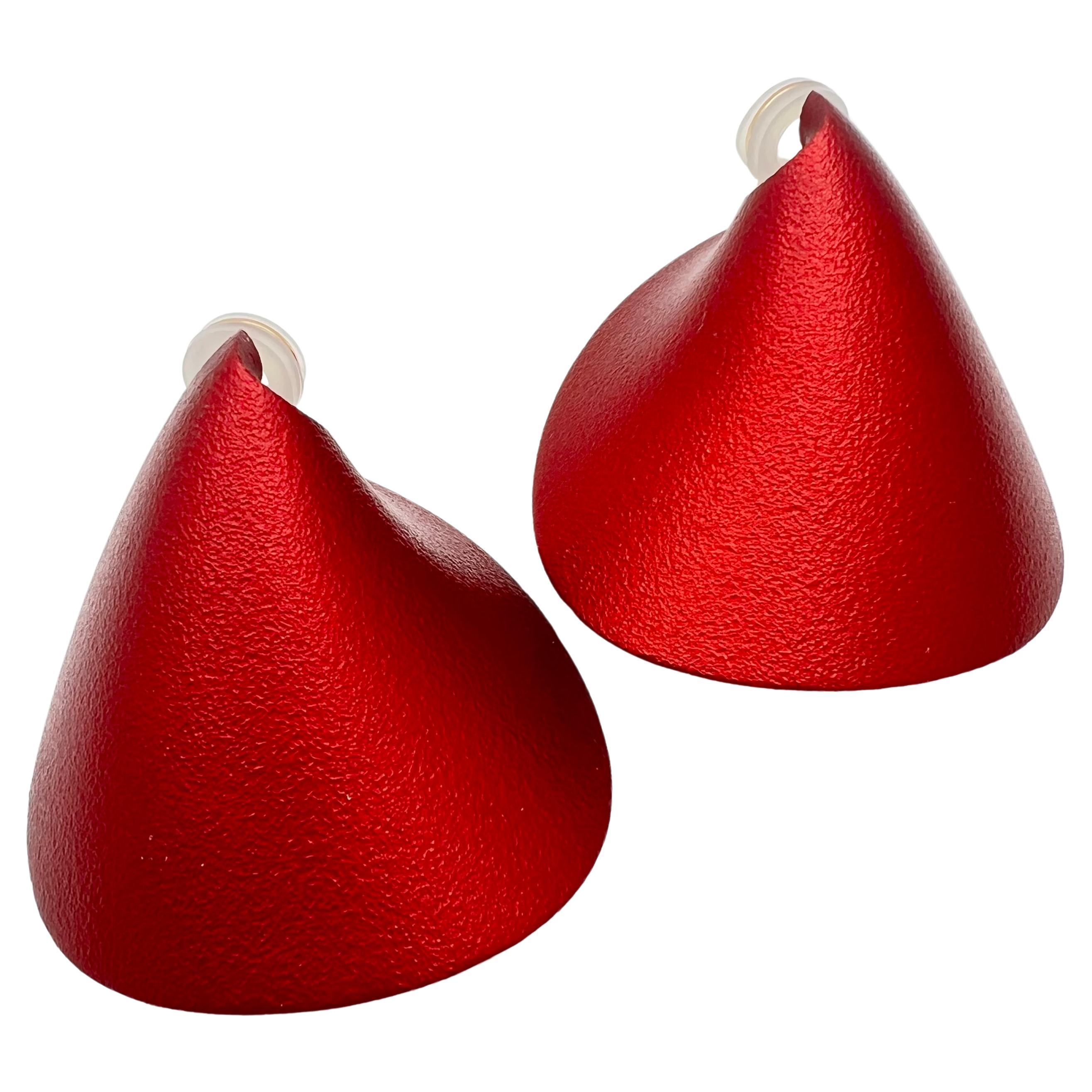 JAR Paris Red Aluminum Gold Voiles Clip Earrings For Sale