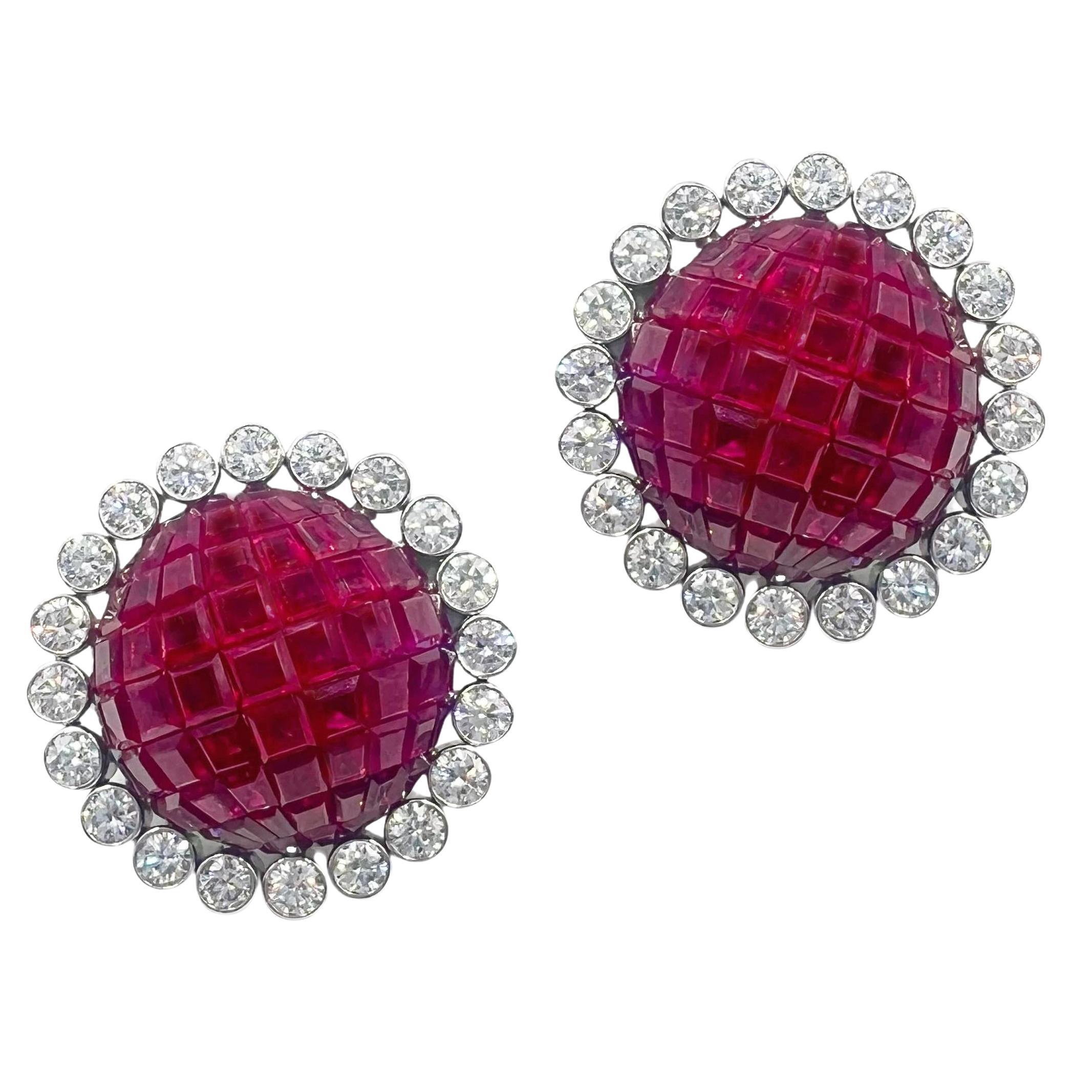 Aletto Brothers Invisibly-Set Ruby Diamond Earrings