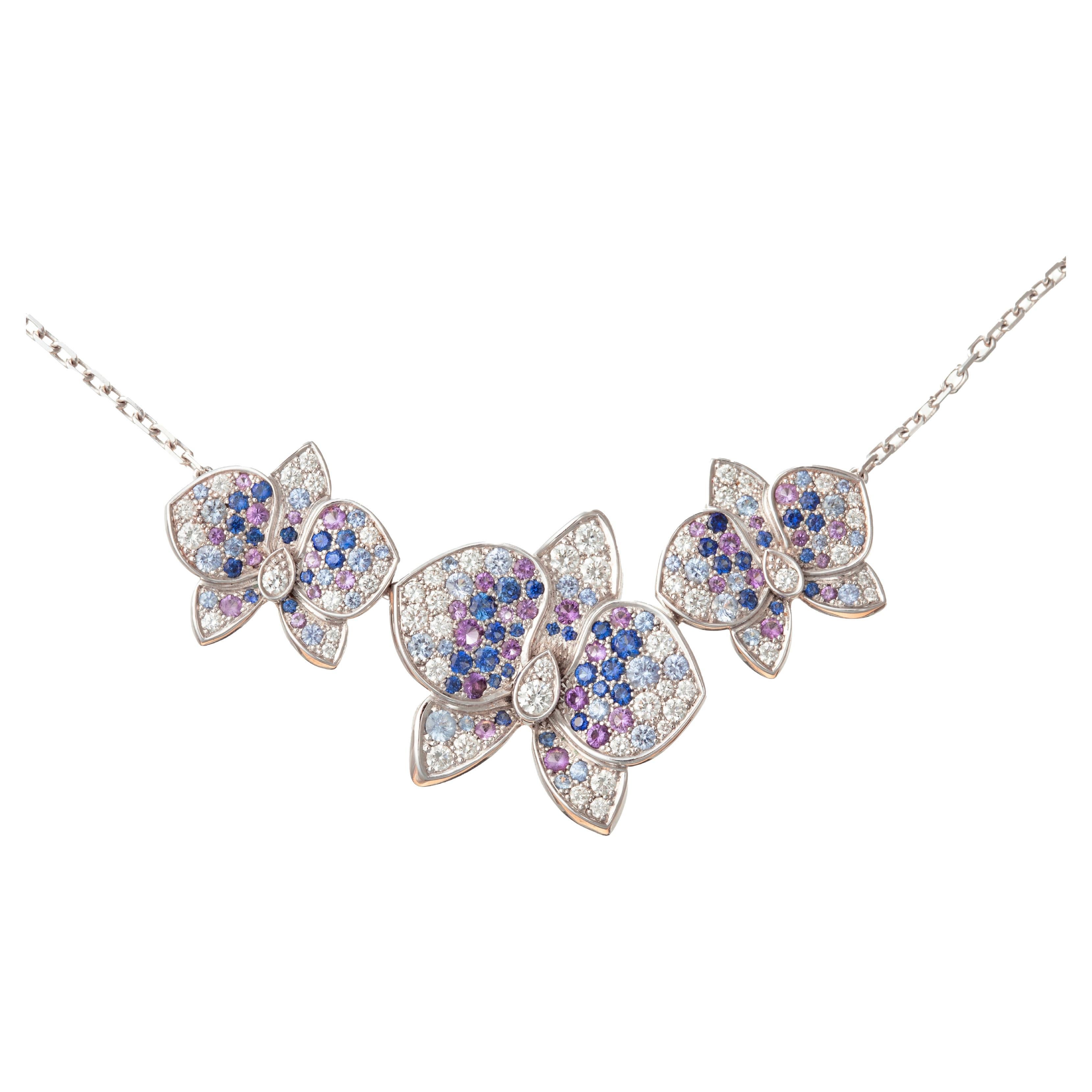 Cartier Sapphire Amethyst Diamond Caresse d'Orchidées Necklace