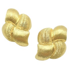 Vintage Henry Dunay 18k Yellow Gold Sabi Quad Knot Earrings