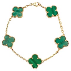 Van Cleef & Arpels 18k Gold Malachite Vintage Alhambra Bracelet