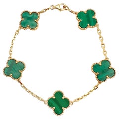 Van Cleef & Arpels Bracelet Alhambra vintage en or 18 carats et malachite