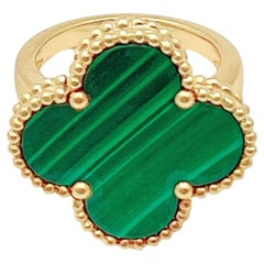 Van Cleef & Arpels 18k Yellow Gold Malachite Magic Alhambra Ring