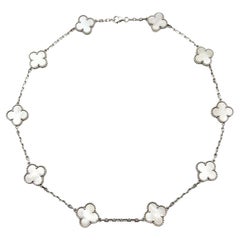 Van Cleef & Arpels 18k White Gold Mother-of-Pearl Vintage Alhambra Necklace