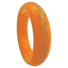 Mark Davis 18k Gold Yellow Sapphire Orange Bakelite Bangle Bracelet