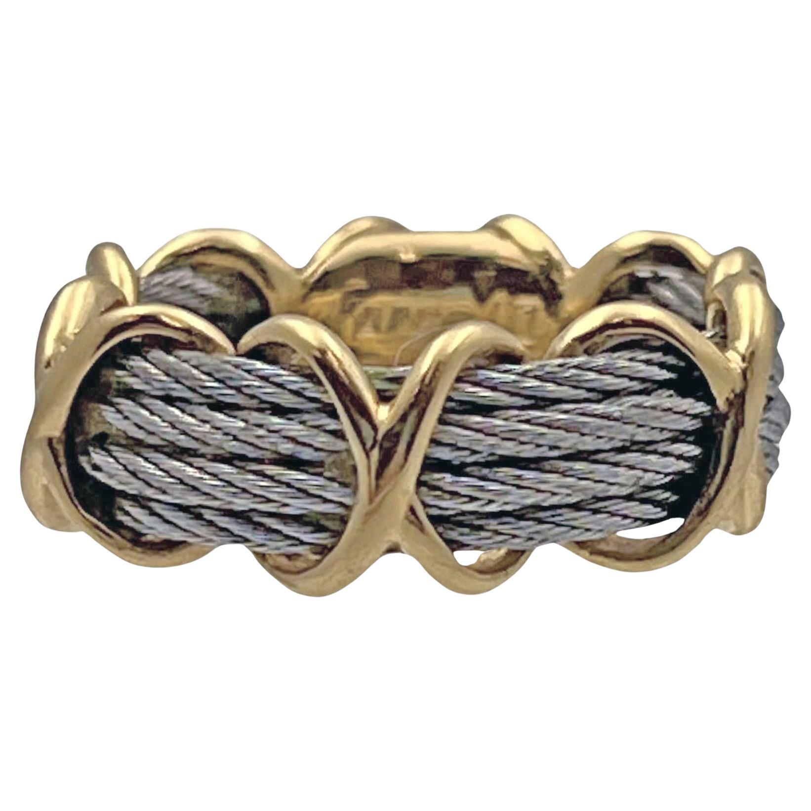 Anillo Fred Paris Fuerza 10 de cable de acero y oro de 18 quilates en venta