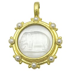 Elizabeth Locke 19k Yellow Gold Mother-of-Pearl Elephant Pendant