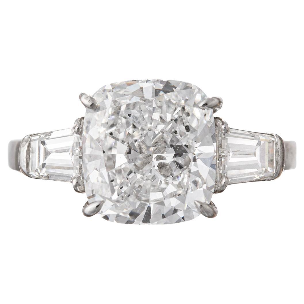 4.01 Carat Cushion Brilliant-Cut Diamond Engagement Ring