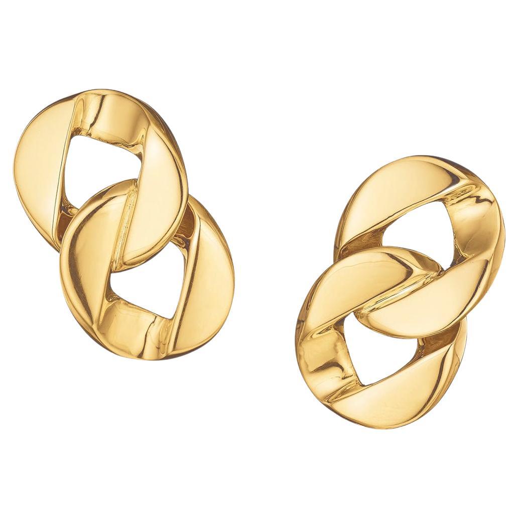 Verdura 18k Yellow Gold Double Curb-Link Earrings
