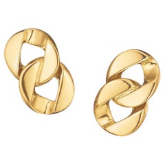Verdura 18k Yellow Gold Double Curb-Link Earrings
