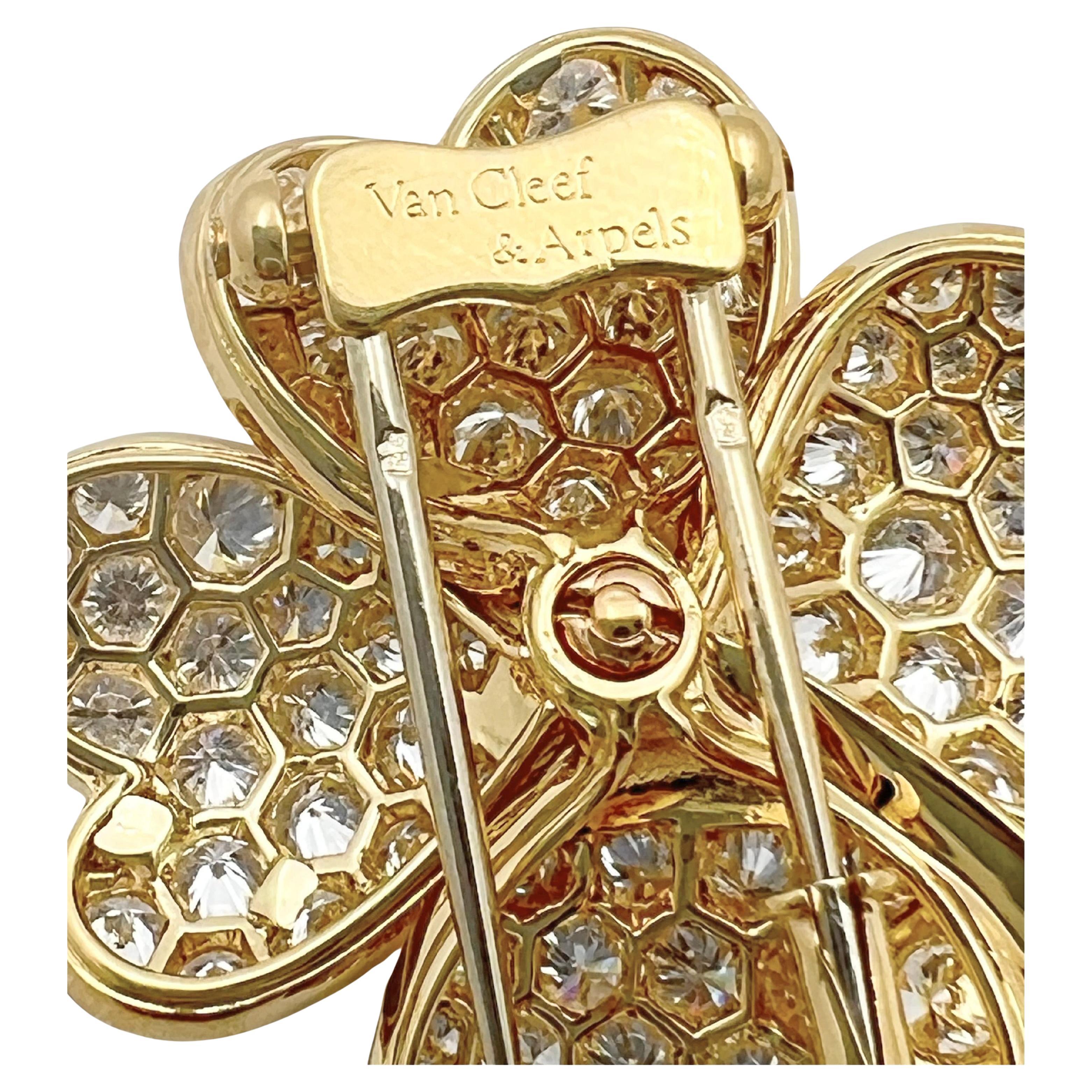 Van Cleef & Arpels 18k Yellow Gold Diamond Cosmos Clip Pendant 1