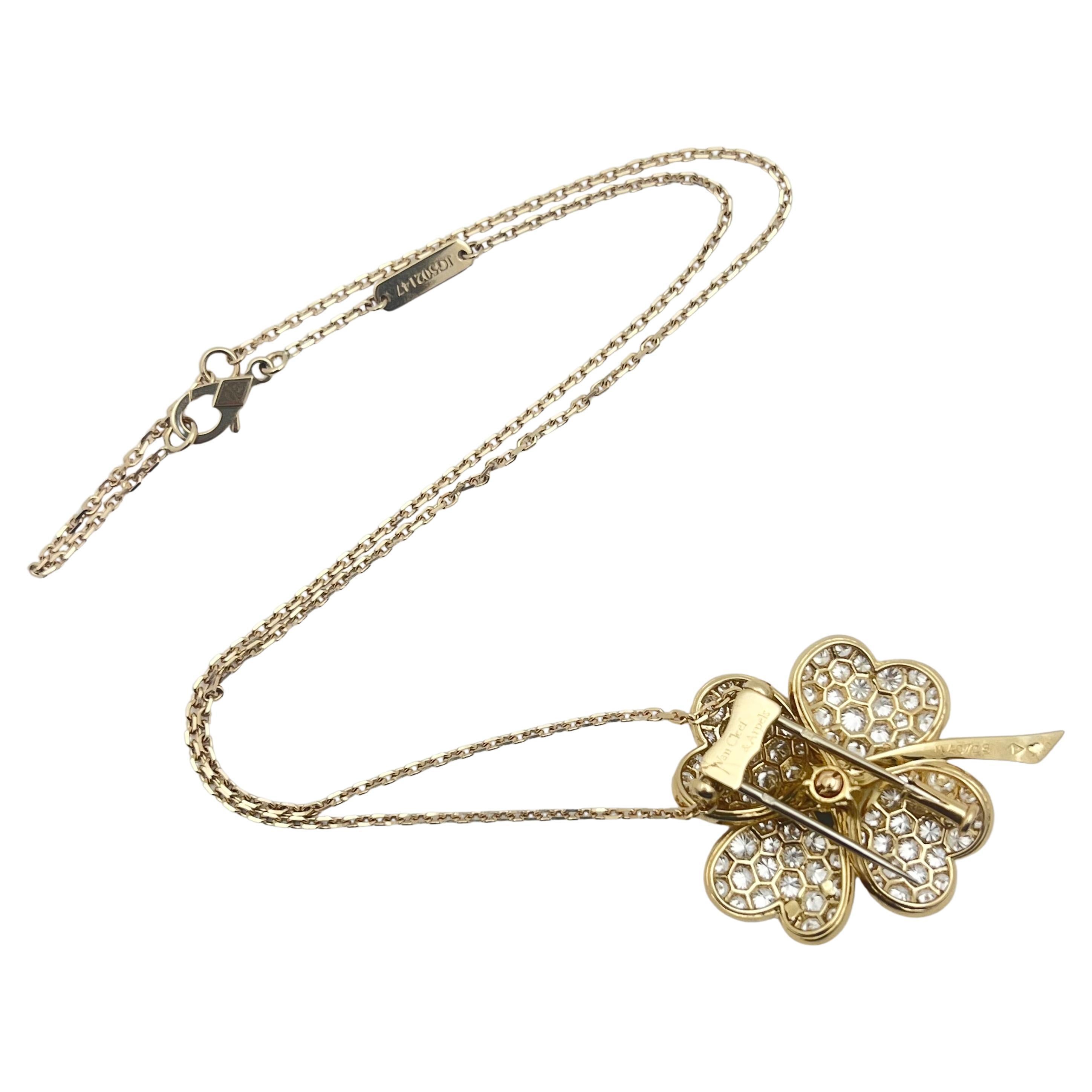 Women's or Men's Van Cleef & Arpels 18k Yellow Gold Diamond Cosmos Clip Pendant