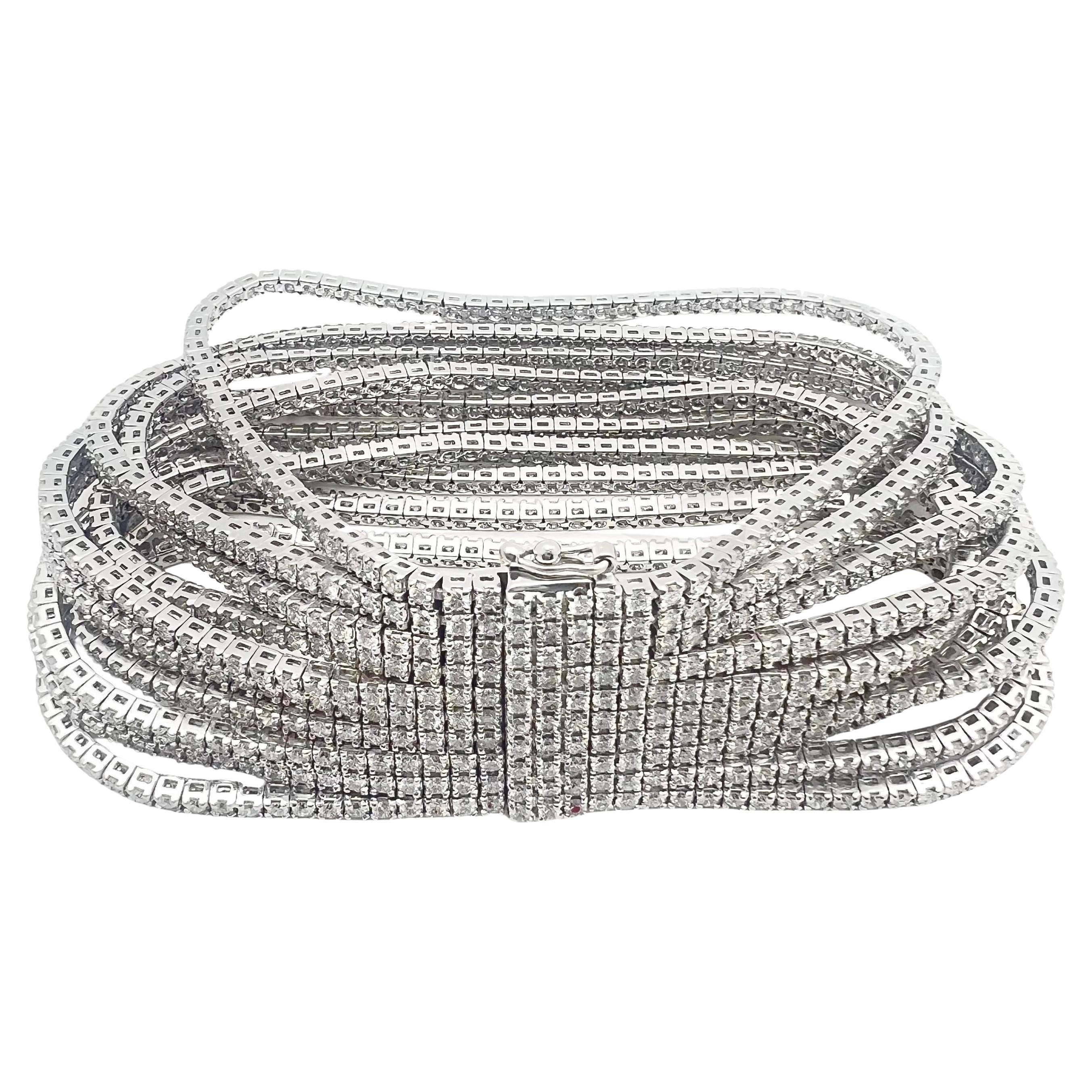 Modern Leo Pizzo 18k White Gold Ten Row Diamond Bracelet For Sale