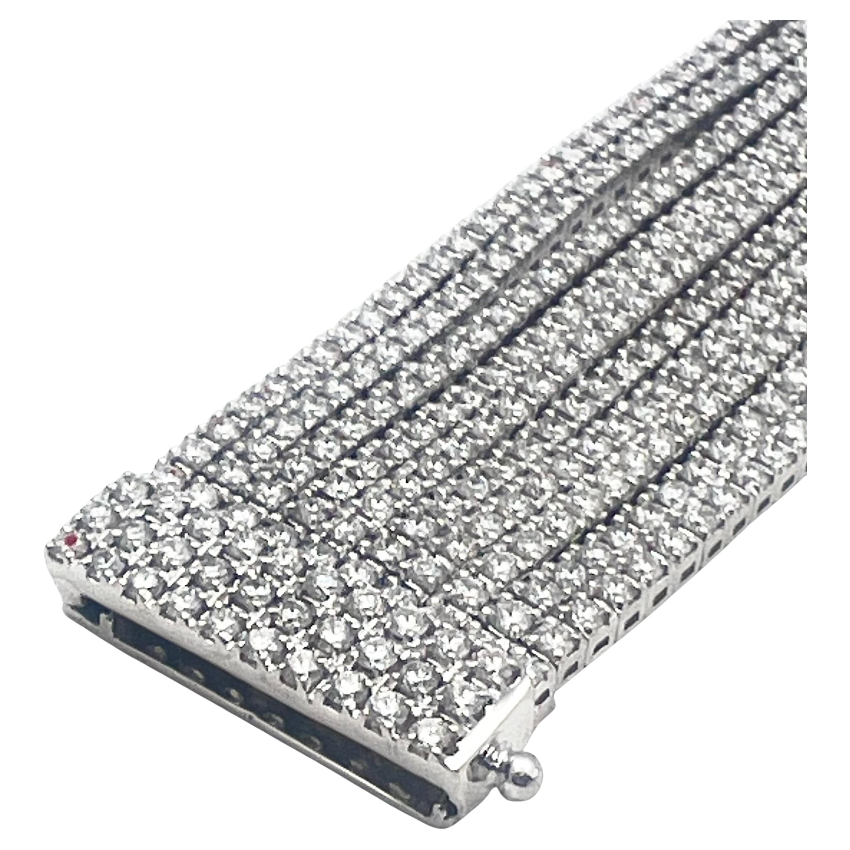 Leo Pizzo 18k White Gold Ten Row Diamond Bracelet In Excellent Condition For Sale In Palm Beach, FL