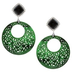 Paolo Costagli 18 Karat Weißgold Jade-Diamant-Ohrringe