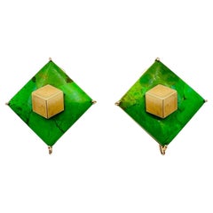 Paolo Costagli 18k Yellow Gold Green Turquoise Earrings